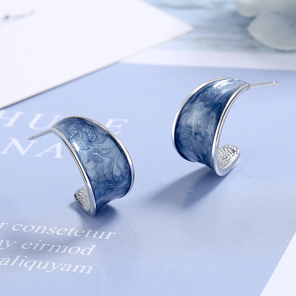 Pendientes de color de contraste de diseño azul al por mayor de diseño